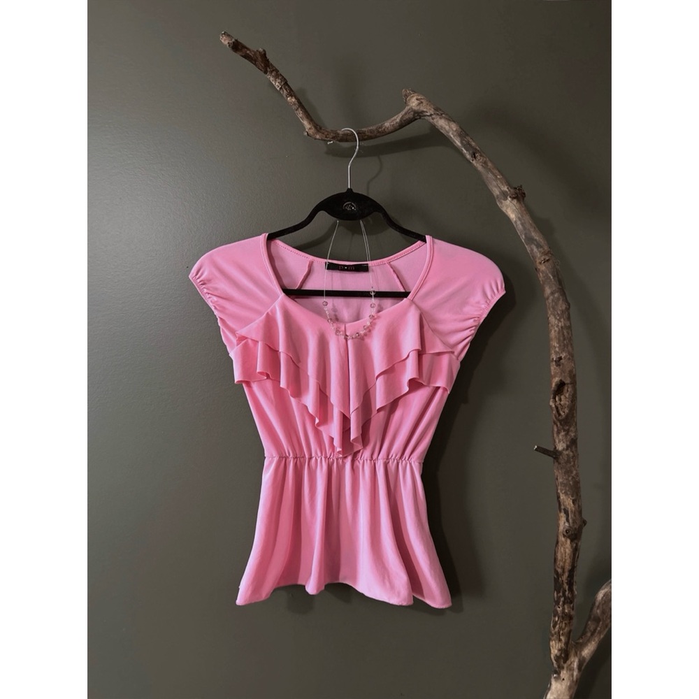 Vintage Y2K Bubblegum Pink Ruffled Babydoll Top